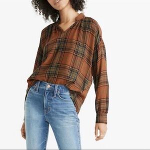 Madewell Highroad Popover Shirt in Brentford Plaid - XS - Wool Blend